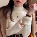 Damen-Strickpullover mit Rollkragen und Futter für den Winter