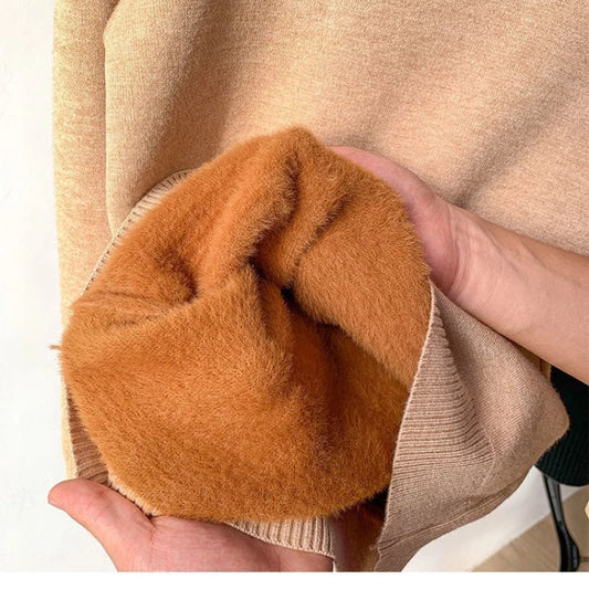 Damen-Strickpullover mit Rollkragen und Futter für den Winter
