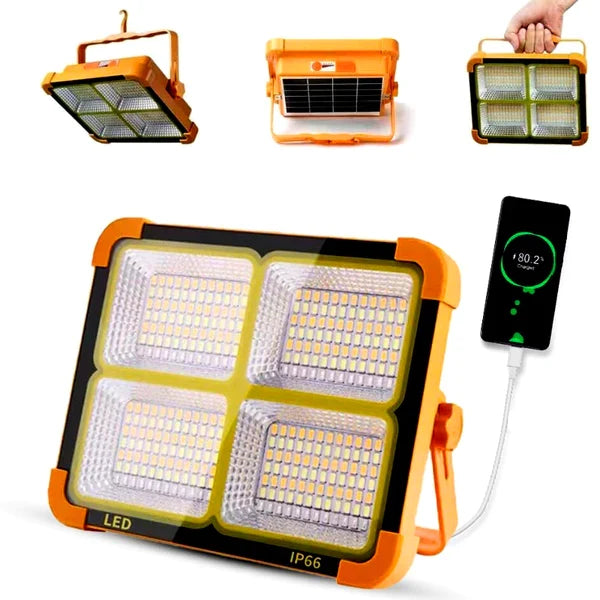 Wasserdichter Solar-LED-Strahler mit integrierter Powerbank