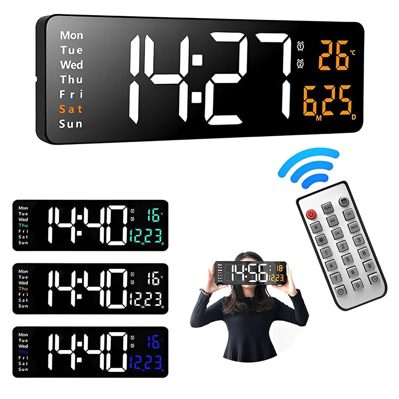 Digitale Wanduhr mit Fernbedienung und Alarm