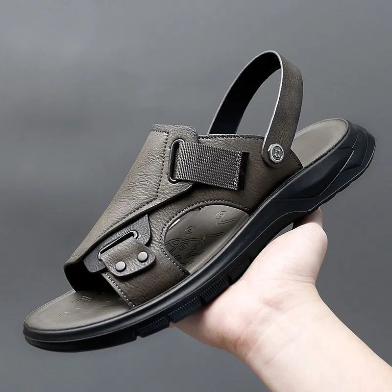 Herren Ergonomische Ledersandale Plateau - ComfortFlex
