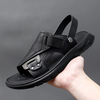 Herren Ergonomische Ledersandale Plateau - ComfortFlex
