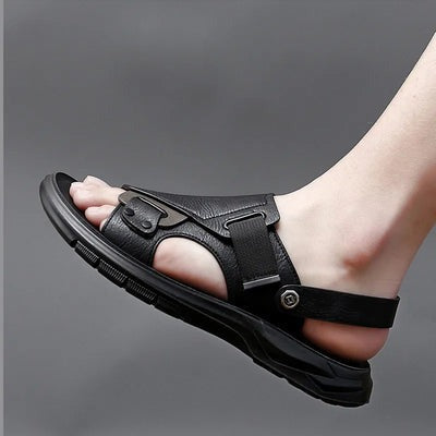 Herren Ergonomische Ledersandale Plateau - ComfortFlex