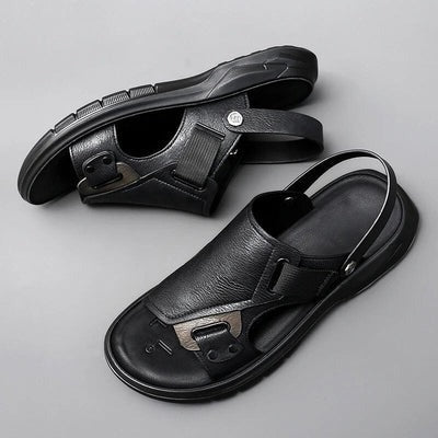 Herren Ergonomische Ledersandale Plateau - ComfortFlex