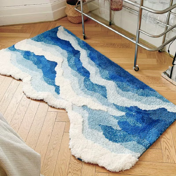 Dekorativer rutschfester marineblauer Wellenteppich