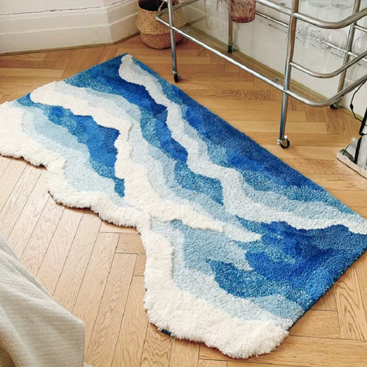 Dekorativer rutschfester marineblauer Wellenteppich