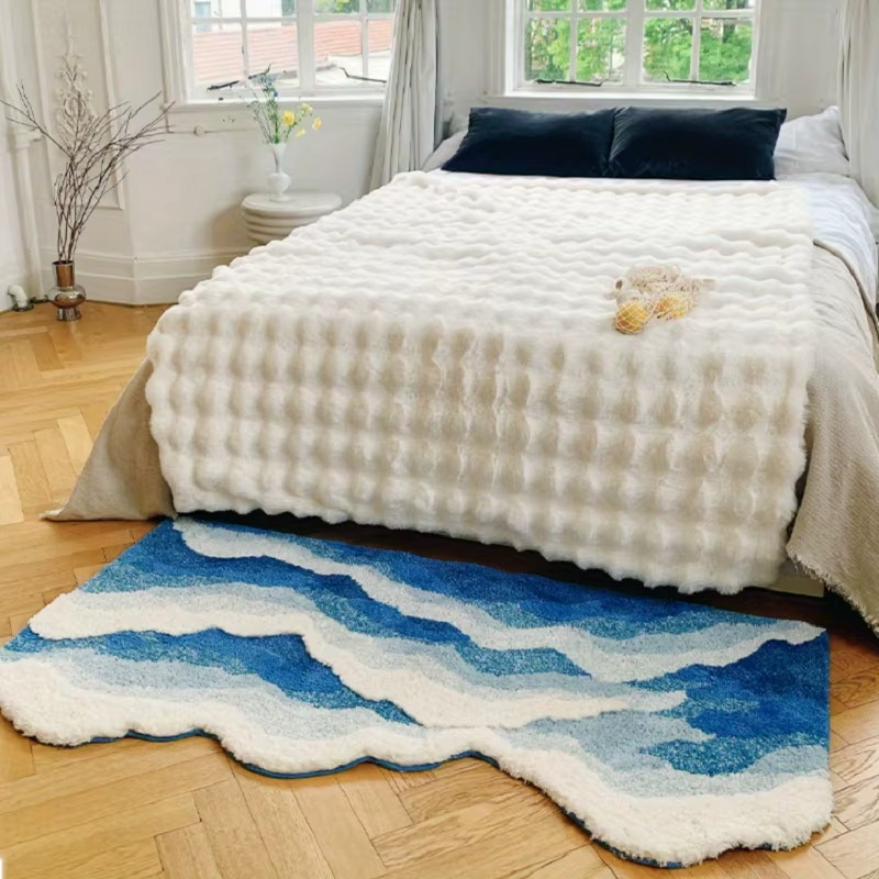 Dekorativer rutschfester marineblauer Wellenteppich