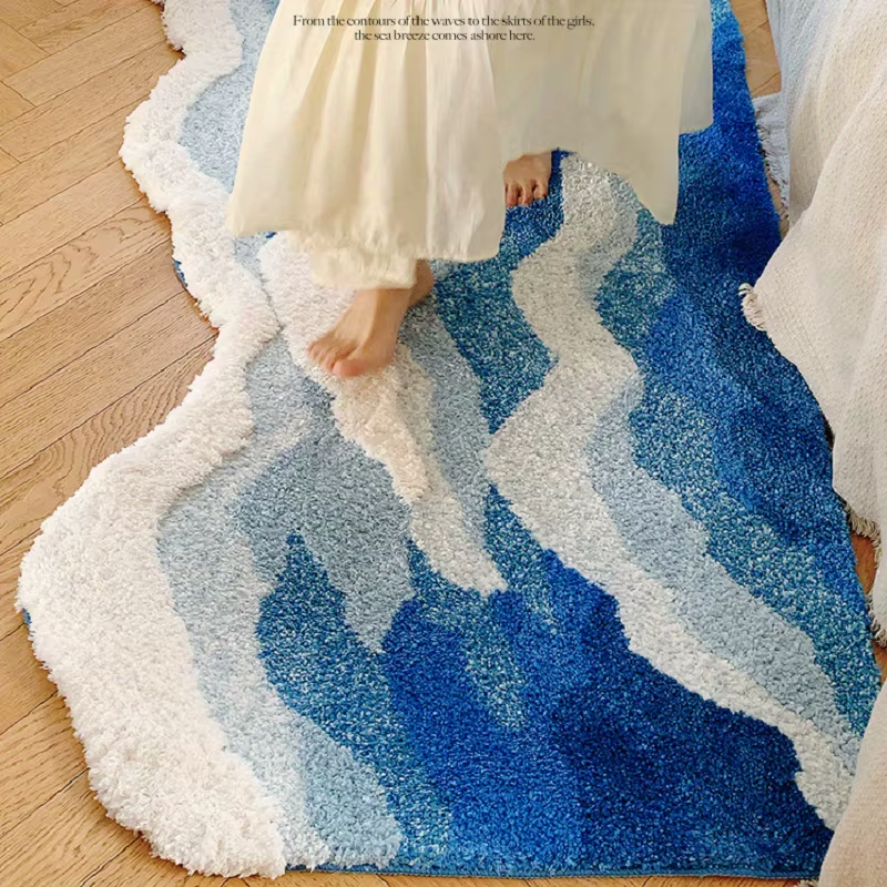 Dekorativer rutschfester marineblauer Wellenteppich