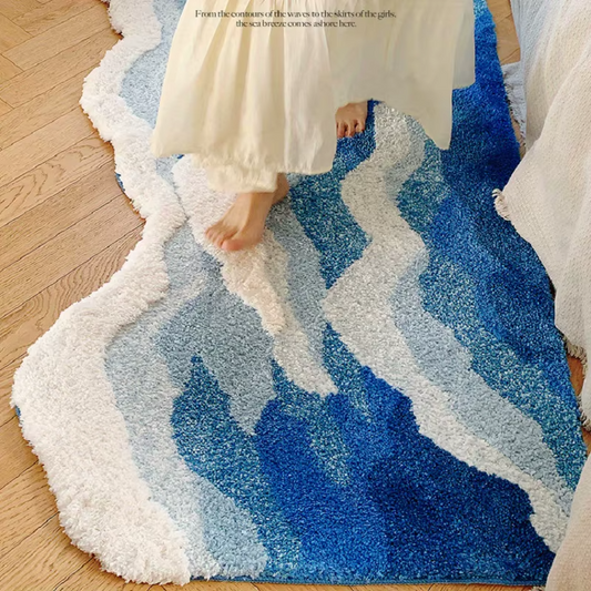 Dekorativer rutschfester marineblauer Wellenteppich