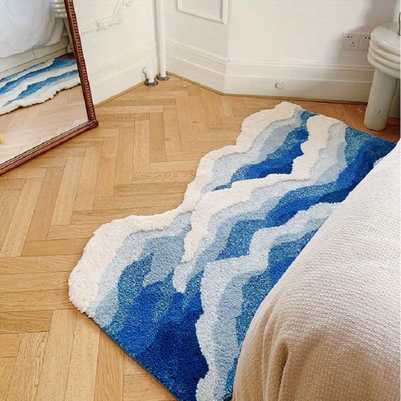 Dekorativer rutschfester marineblauer Wellenteppich