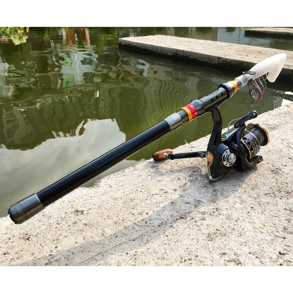 Teleskop-Angelrute aus Carbonfaser mit Rolle Drag 10kg