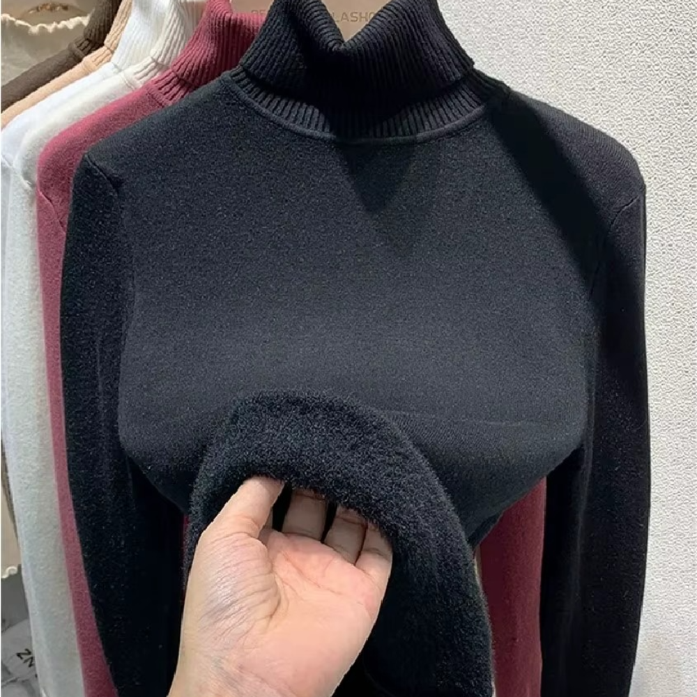 Samtgefütterter Winterpullover für Damen