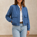 Damen-Bomberjacke mit V-Ausschnitt Blau
