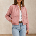 Damen-Bomberjacke mit V-Ausschnitt Rosa