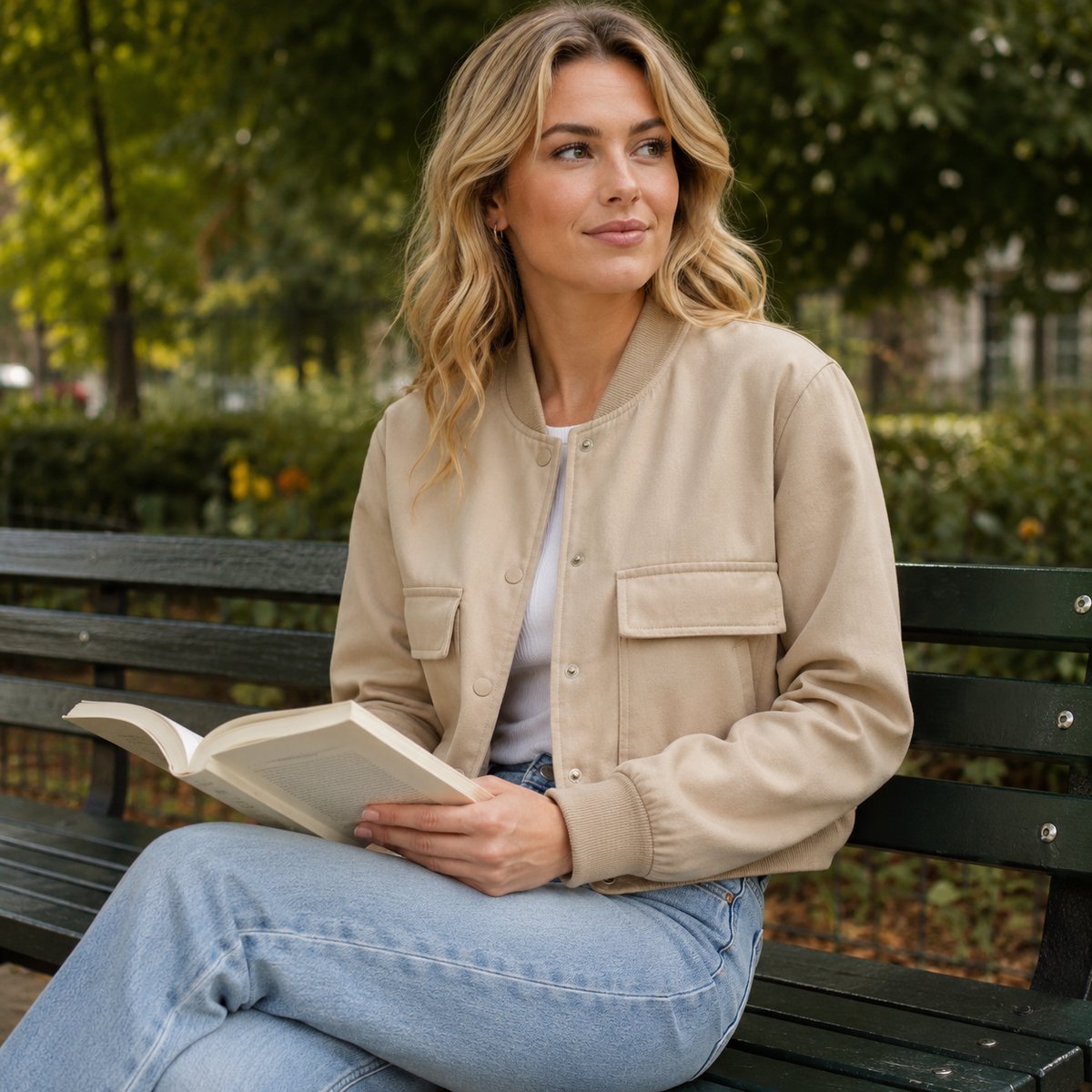 Damen-Bomberjacke mit V-Ausschnitt - Lifestyle 3