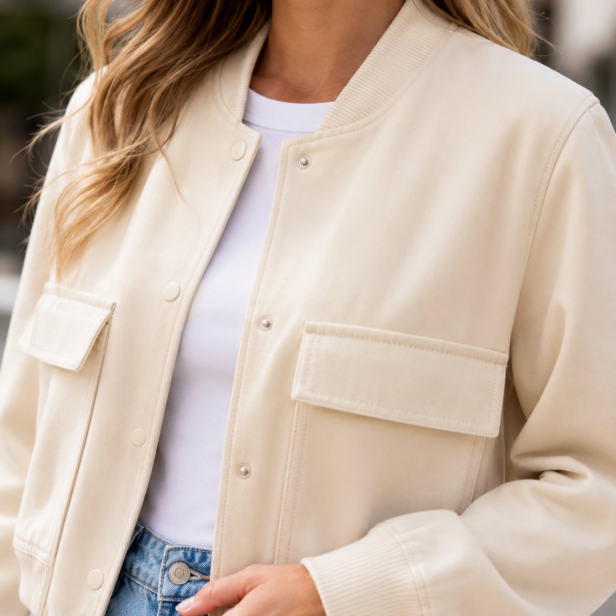 Damen-Bomberjacke mit V-Ausschnitt - Lifestyle 6