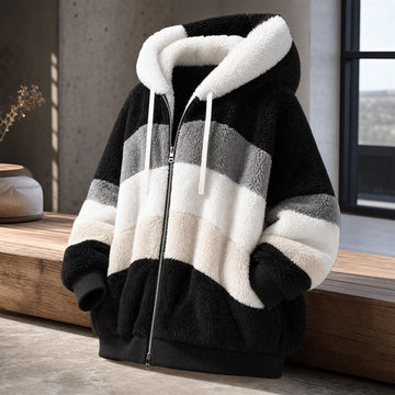 Oversize-Damenjacke mit Plüsch und Kapuze Winter 1