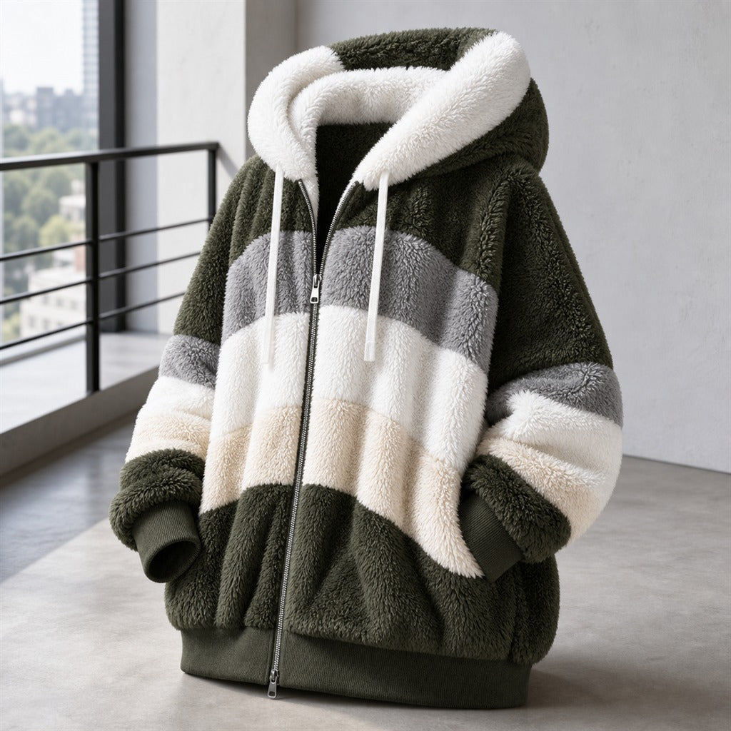 Oversize-Damenjacke mit Plüsch und Kapuze Winter 5