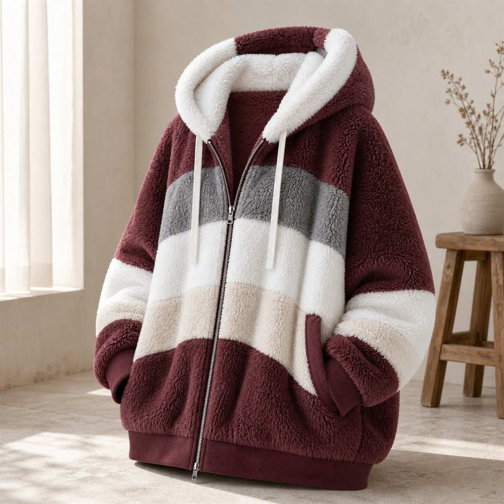Oversize-Damenjacke mit Plüsch und Kapuze Winter 6
