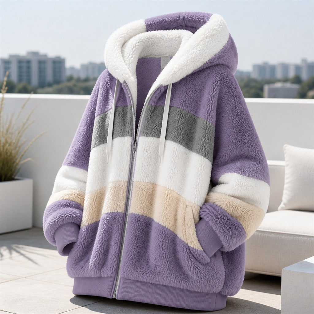 Oversize-Damenjacke mit Plüsch und Kapuze Winter 7