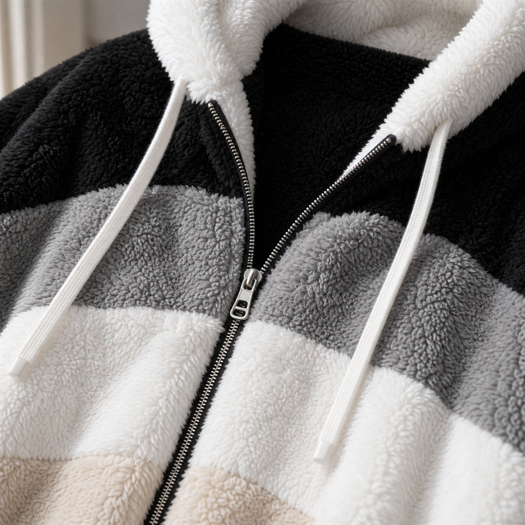 Oversize-Damenjacke mit Plüsch und Kapuze Winter 9