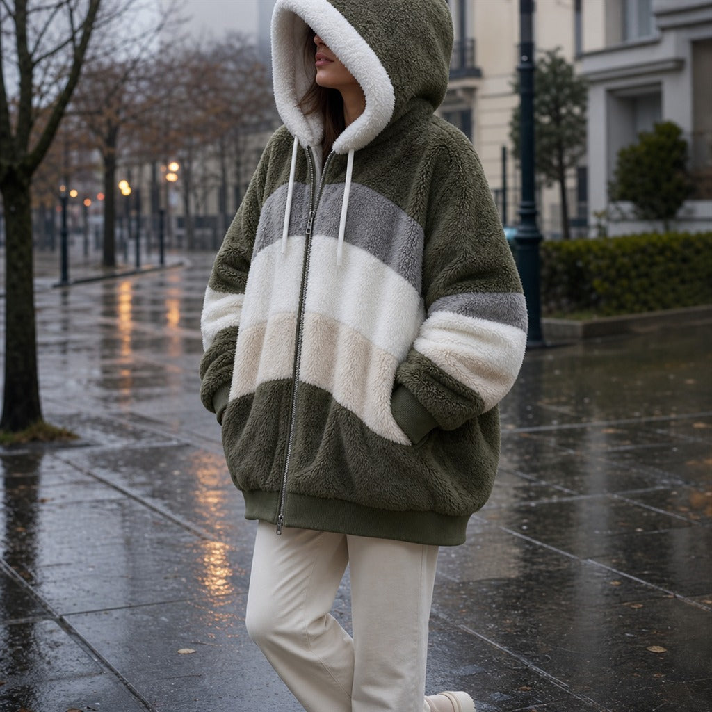 Oversize-Damenjacke mit Plüsch und Kapuze Winter 10