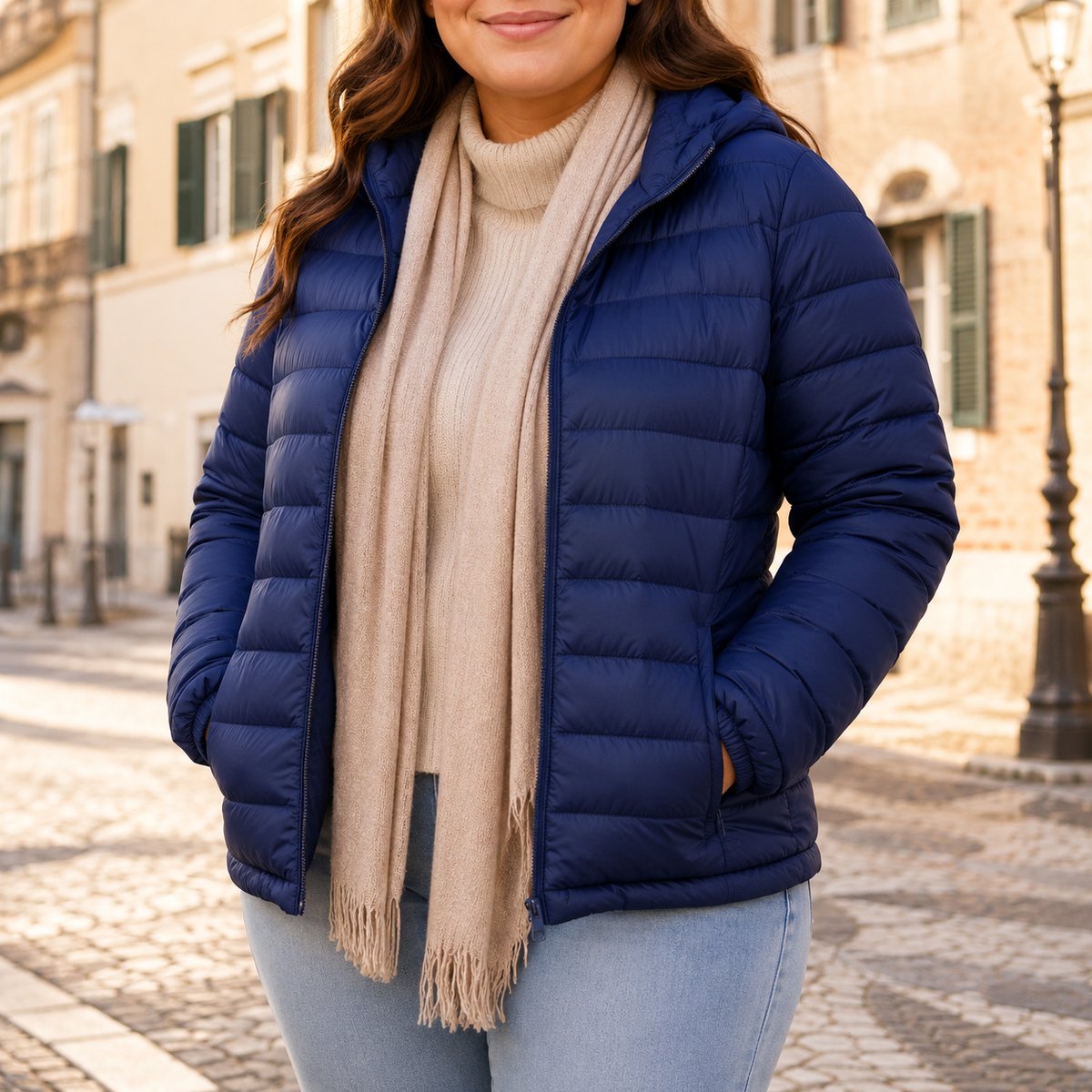 Damen-Steppjacke Plus Size Marineblau