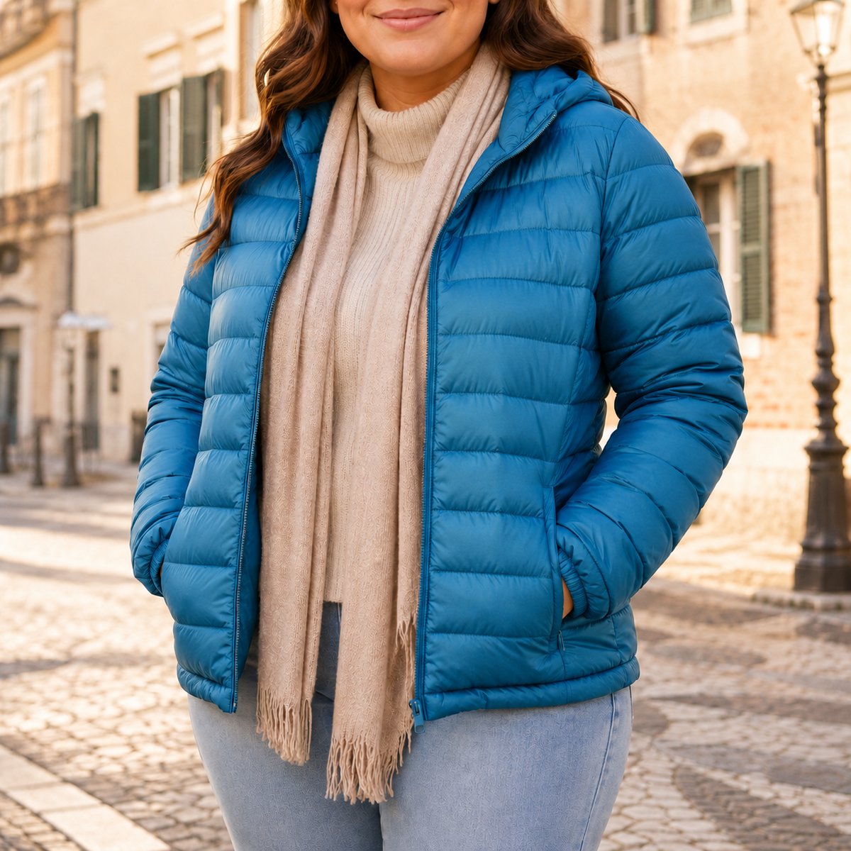 Damen-Steppjacke Plus Size Seeblau