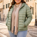 Damen-Steppjacke Plus Size Erbsengrün