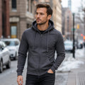 Herren Sweatjacke mit Reißverschluss und Kapuze Slim Fit - Hoodie Langarm Casual für Herbst und Winter