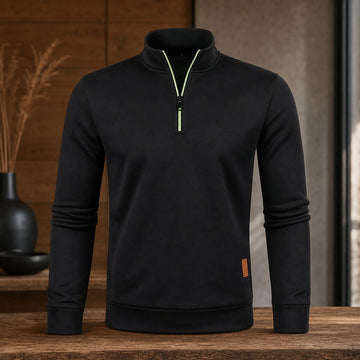 Herren-Sweatshirt mit halbem Reißverschluss Stehkragen Streetwear 1