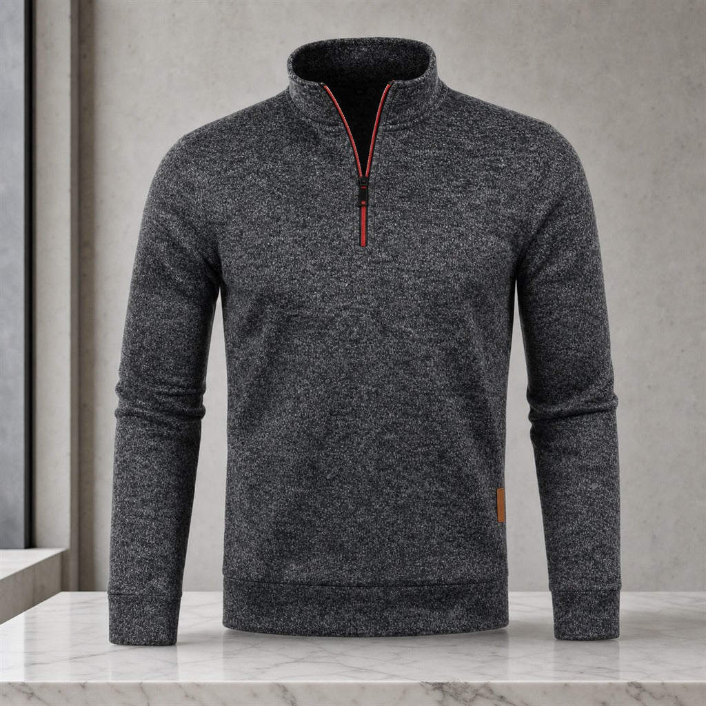 Herren-Sweatshirt mit halbem Reißverschluss Stehkragen Streetwear 2