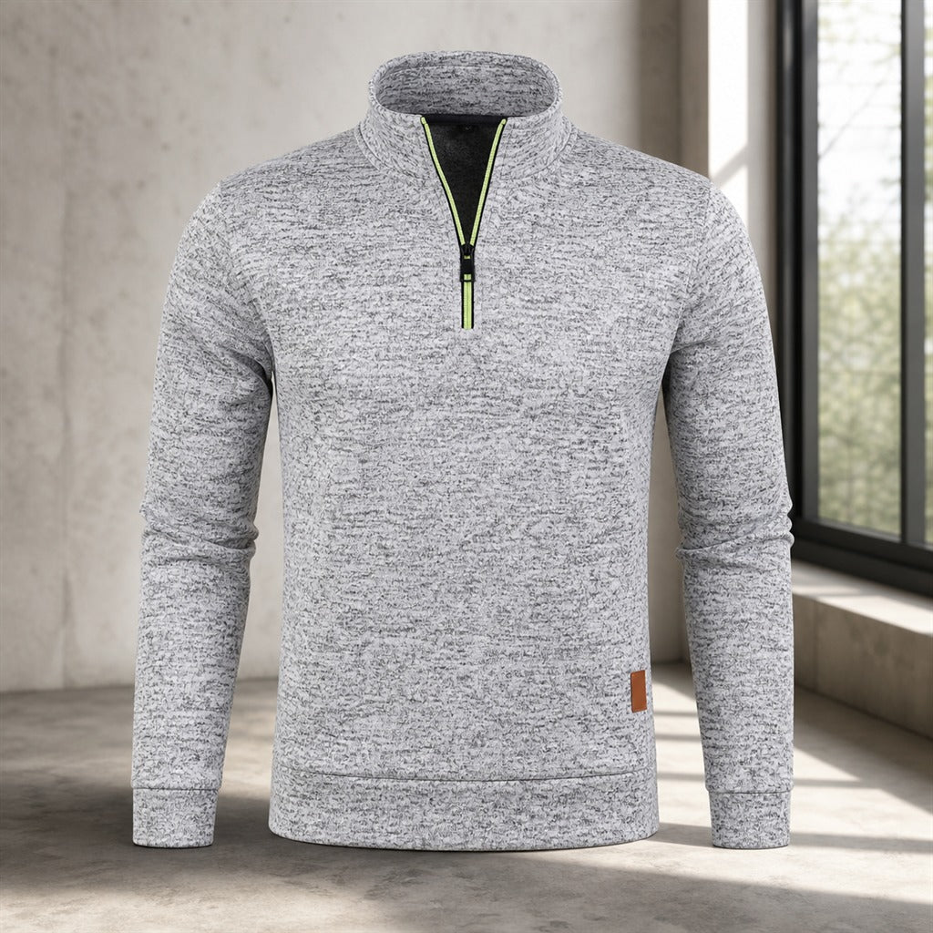 Herren-Sweatshirt mit halbem Reißverschluss Stehkragen Streetwear 3