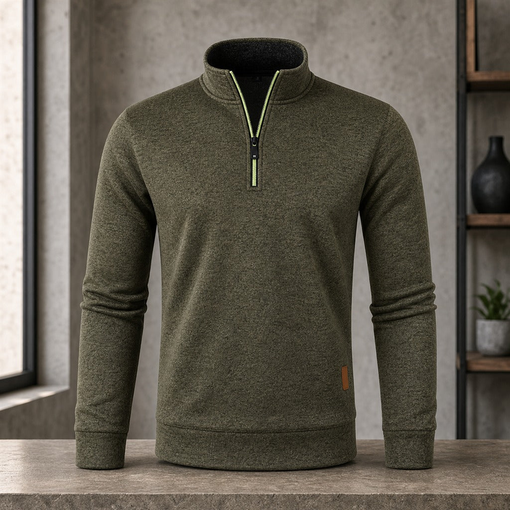 Herren-Sweatshirt mit halbem Reißverschluss Stehkragen Streetwear 6