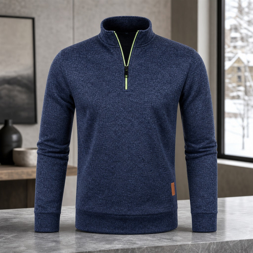 Herren-Sweatshirt mit halbem Reißverschluss Stehkragen Streetwear 7