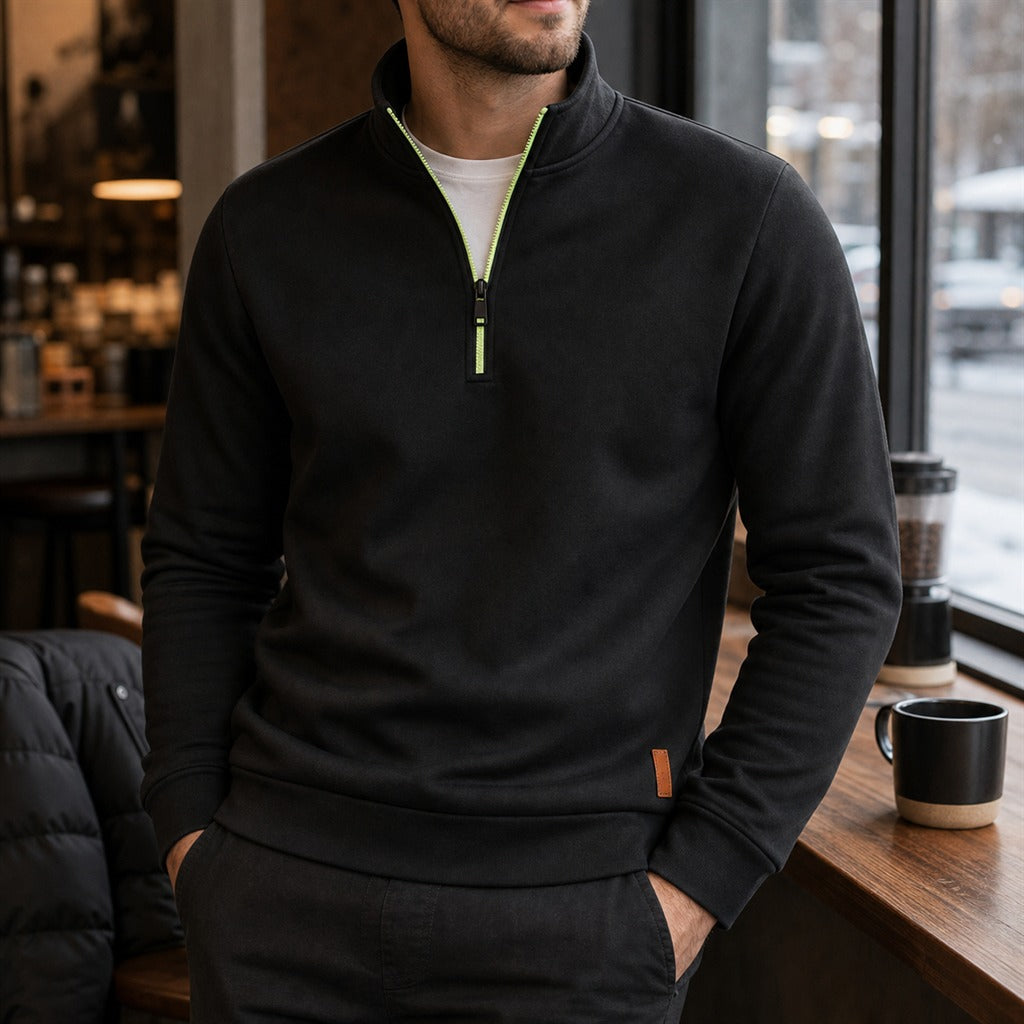 Herren-Sweatshirt mit halbem Reißverschluss Stehkragen Streetwear 8