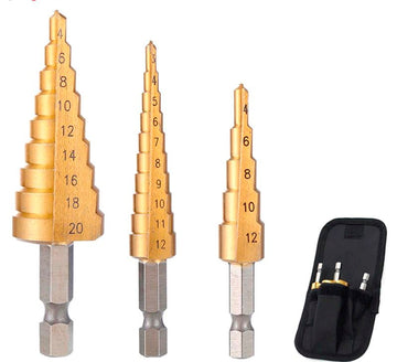 Set mit 3 Titan-Stufenbohrern