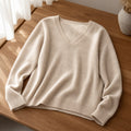 Damen-Pullover Kaschmir V-Ausschnitt mit Spitze Winter 1