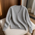 Damen-Pullover Kaschmir V-Ausschnitt mit Spitze Winter 4