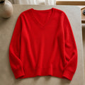 Damen-Pullover Kaschmir V-Ausschnitt mit Spitze Winter 6