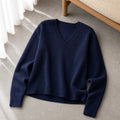 Damen-Pullover Kaschmir V-Ausschnitt mit Spitze Winter 7