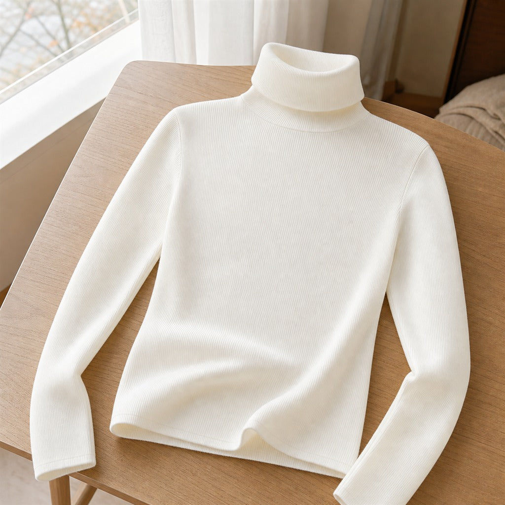 Damen-Pullover Stehkragen Basic Uni Winter 1