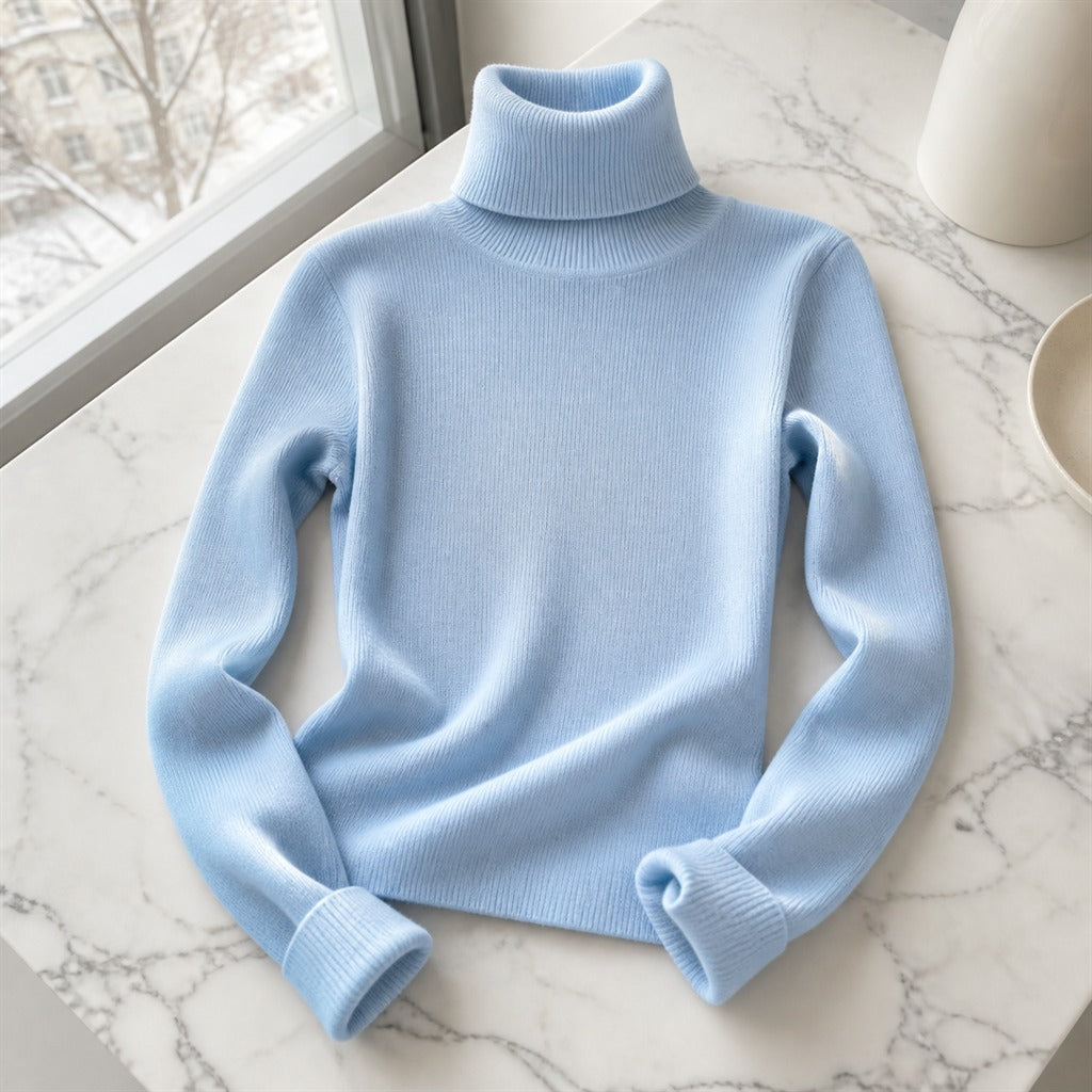 Damen-Pullover Stehkragen Basic Uni Winter 2
