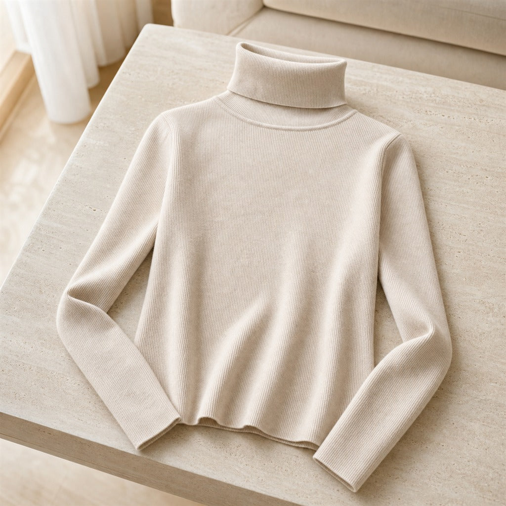 Damen-Pullover Stehkragen Basic Uni Winter 4