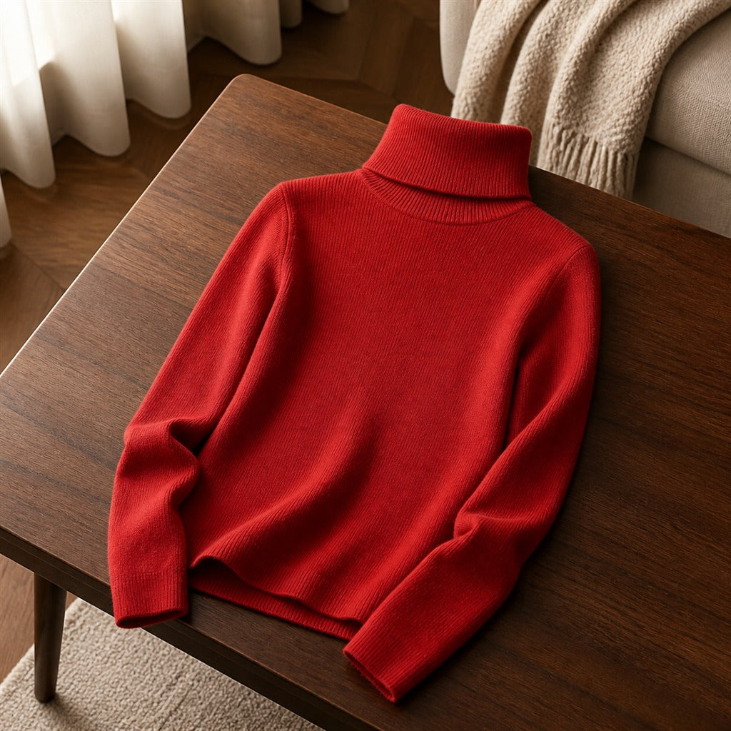 Damen-Pullover Stehkragen Basic Uni Winter 5