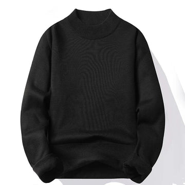 Herren Pullover Stehkragen Mock Neck - Glatter Casual-Strick Langarm für Herbst und Winter